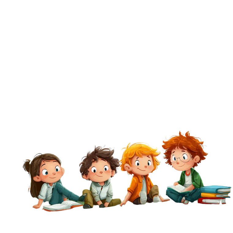 Children Reading Books V4 Vinyl Car Decal Sticker – Waterproof & UV-Resistant 6.826666666666667"