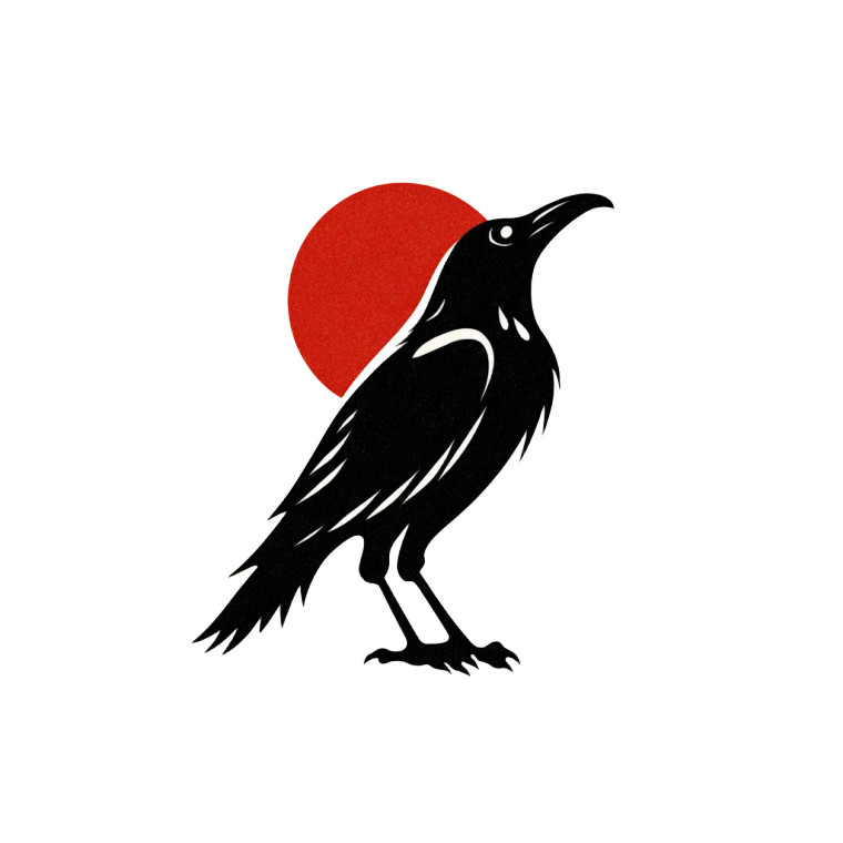 Stylized Crow Logo Vinyl Car Decal Sticker – Waterproof & UV-Resistant 3.4133333333333336"