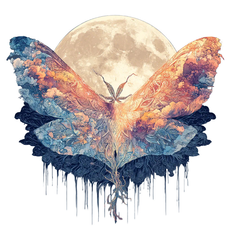 Lunar Moths Mandala Vinyl Car Decal Sticker – Waterproof & UV-Resistant 6.826666666666667"