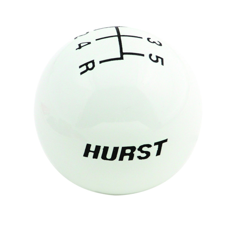 Enhance Your Driving Experience with Hurst White Manual Trans Shifter Knob | Round with 5-Speed Pattern, High Gloss Plastic, Easy to Install