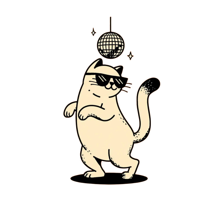 Disco Cat V2 Vinyl Car Decal Sticker – Waterproof & UV-Resistant 6.826666666666667"