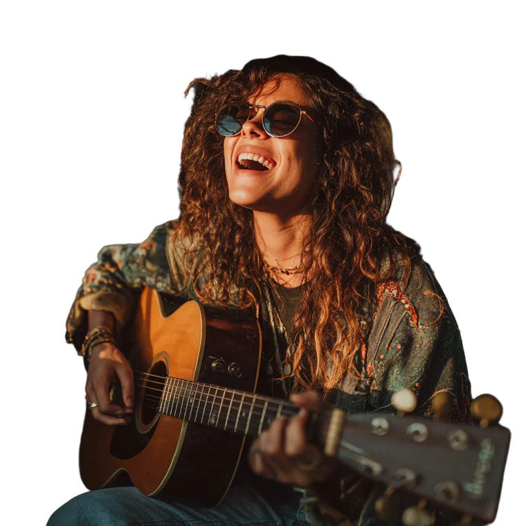 Singing Girl Guitarist Vinyl Car Decal Sticker – Waterproof & UV-Resistant 3.4133333333333336"