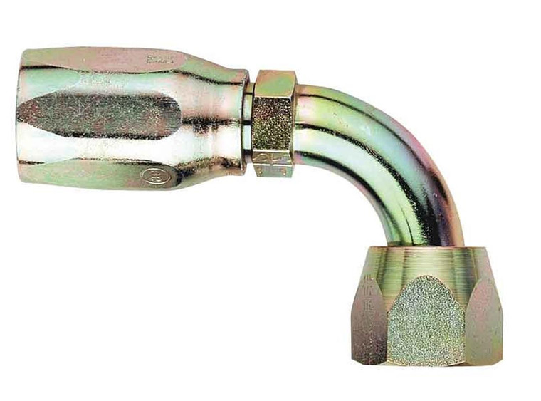 Aeroquip Power Steering Hose End Fitting | -8 AN Hose, 90 Degree Elbow, Steel
