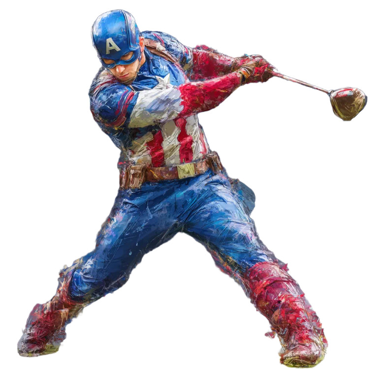 Captain America Golfing Vinyl Car Decal Sticker – Waterproof & UV-Resistant 3.4133333333333336"