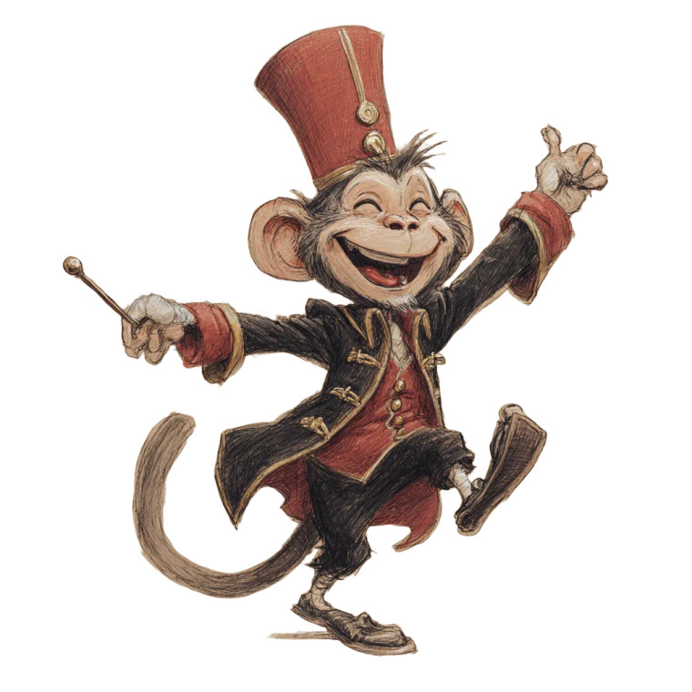 Monkey Ringmaster V2 Vinyl Car Decal Sticker – Waterproof & UV-Resistant 3.4133333333333336"