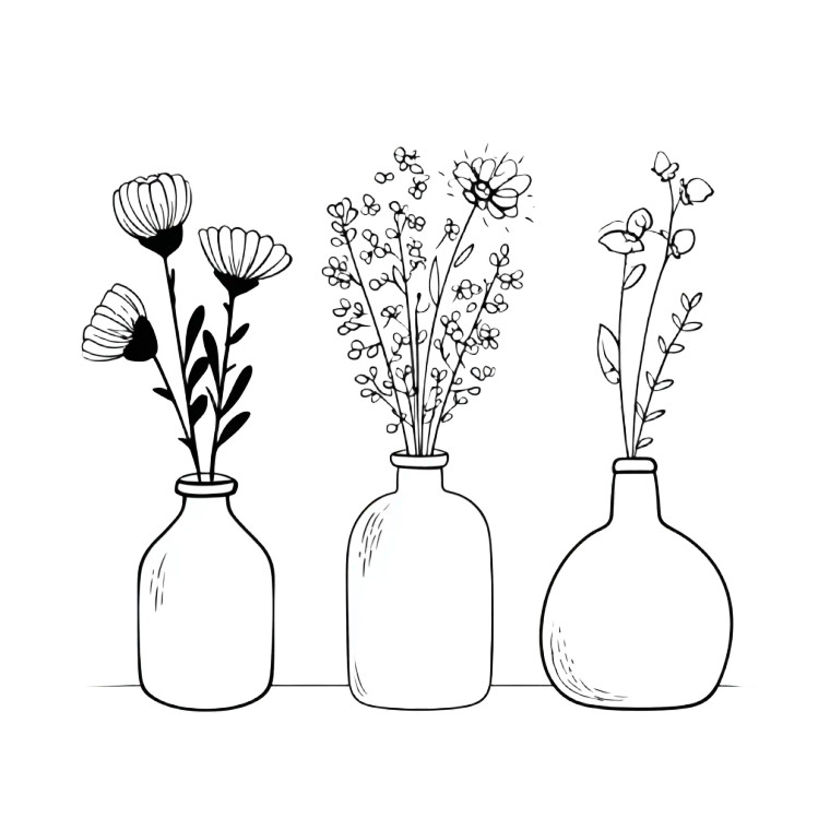 Minimalist Flower Vase Vinyl Car Decal Sticker – Waterproof & UV-Resistant 3.4133333333333336"