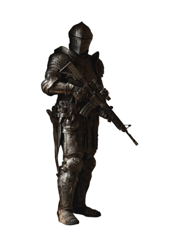 Medieval Knight With Ar-15 Vinyl Car Decal Sticker – Waterproof & UV-Resistant 8.213333333333333"