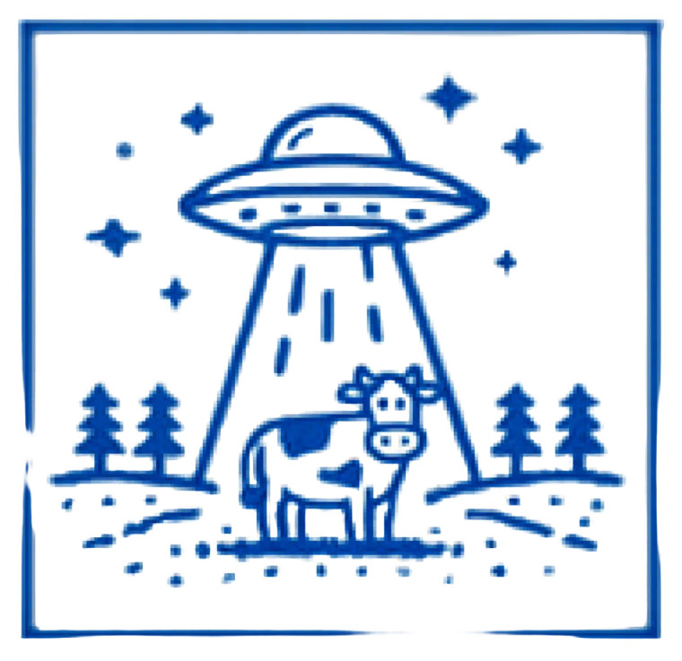Alien Abducting Cow Vinyl Car Decal Sticker – Waterproof & UV-Resistant 3.4133333333333336"