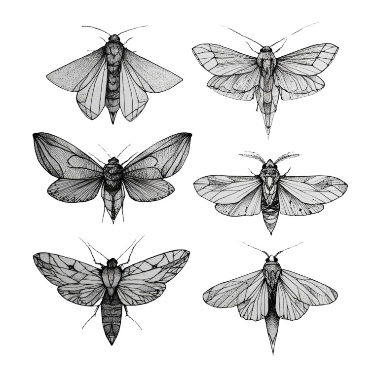Moth Tattoo Designs Vinyl Car Decal Sticker – Waterproof & UV-Resistant 6.826666666666667"