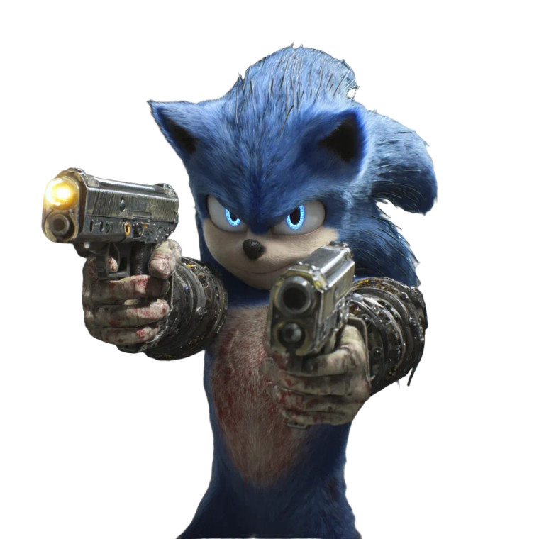 Sonic With Gat Vinyl Car Decal Sticker – Waterproof & UV-Resistant 3.4133333333333336"