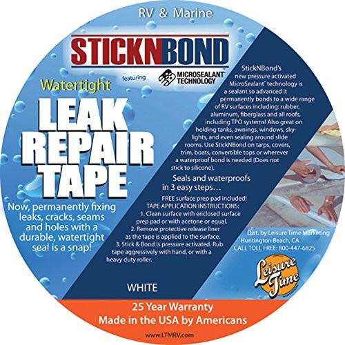 Heng s Industries Roof Repair Tape 60021 STICKNBOND; For Use On Rubber/Polyethylene/Polypropylene/Fiberglass/Steel/Wood And Aluminum Surfaces; Flexible White Backing; 4 Inch x 60 Inch Tape; Peel And Stick Installation
