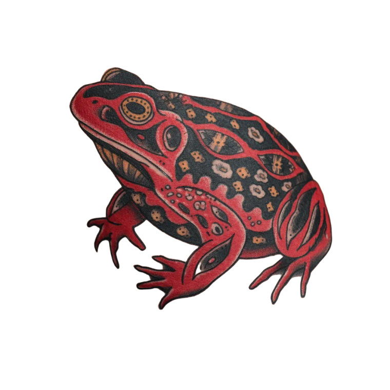 Quirky Tattoo Frog Vinyl Car Decal Sticker – Waterproof & UV-Resistant 3.4133333333333336"