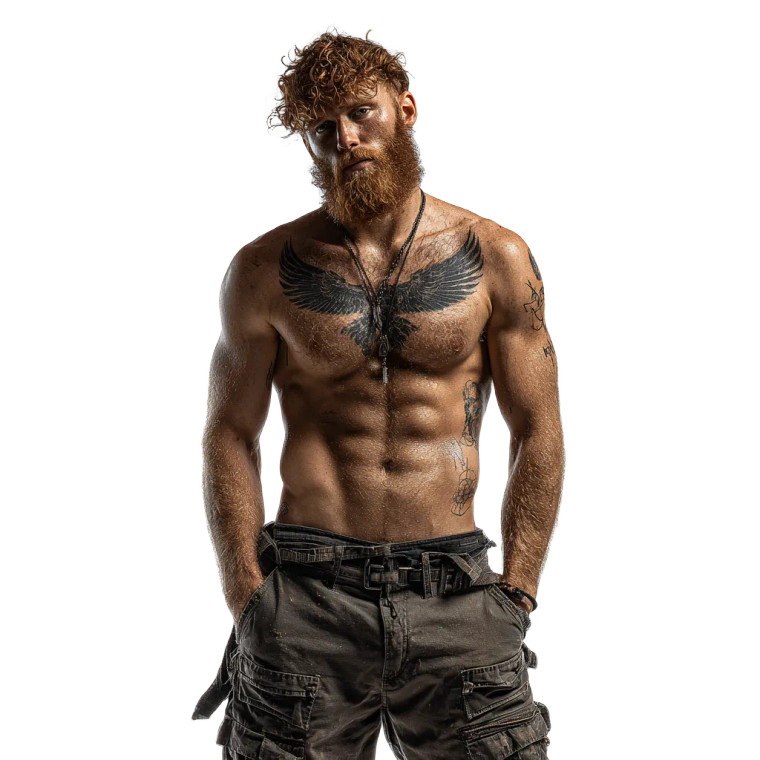 Muscled Bearded Man V2 Vinyl Car Decal Sticker – Waterproof & UV-Resistant 3.4133333333333336"