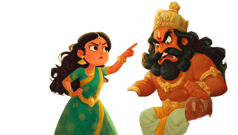 Sita Points At Hanuman Vinyl Car Decal Sticker – Waterproof & UV-Resistant 2.72"