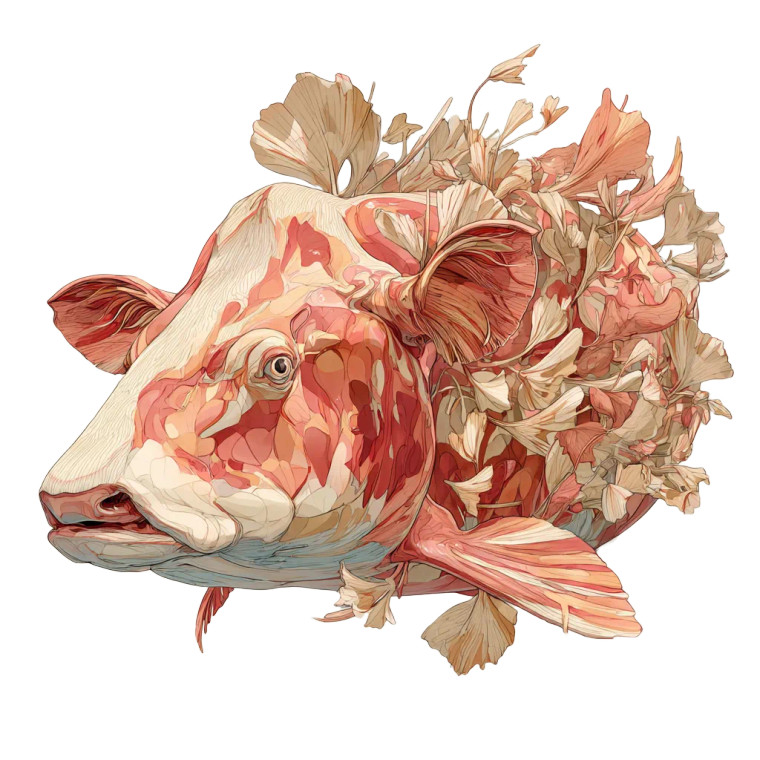 Salmon Cow Vinyl Car Decal Sticker – Waterproof & UV-Resistant 3.4133333333333336"