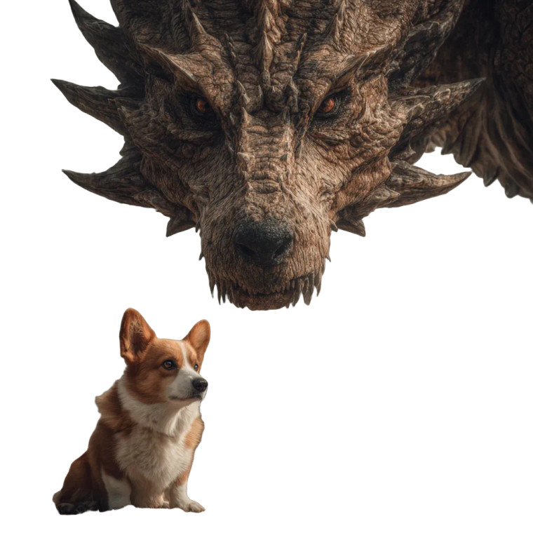 Corgi Vs Dragon Vinyl Car Decal Sticker – Waterproof & UV-Resistant 6.826666666666667"