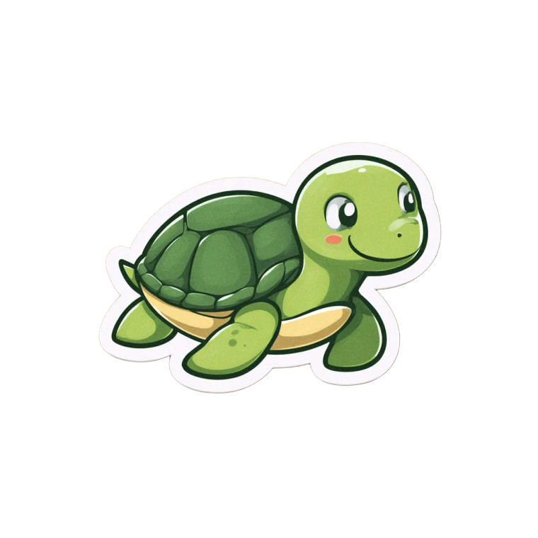 Cheerful Green Turtle Vinyl Car Decal Sticker – Waterproof & UV-Resistant 3.4133333333333336"