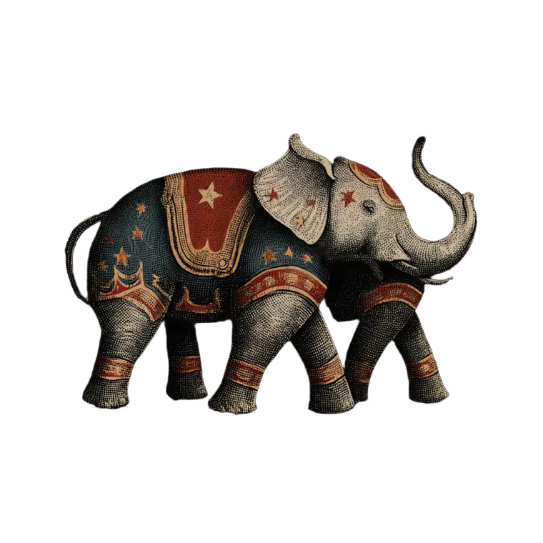 Vintage Circus Elephants Vinyl Car Decal Sticker – Waterproof & UV-Resistant 3.4133333333333336"