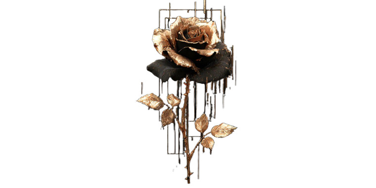 Black Gold Rose V2 Vinyl Car Decal Sticker – Waterproof & UV-Resistant 5.12"