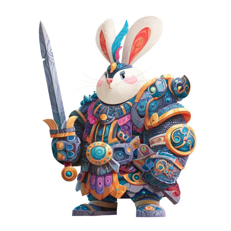 Warrior Rabbit V3 Vinyl Car Decal Sticker – Waterproof & UV-Resistant 3.4133333333333336"