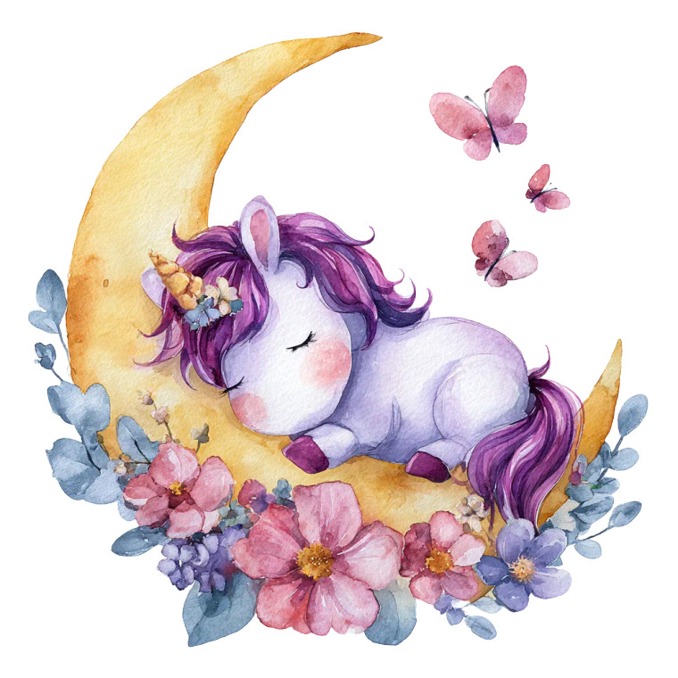 Sleeping Baby Unicorn V5 Vinyl Car Decal Sticker – Waterproof & UV-Resistant 3.4133333333333336"