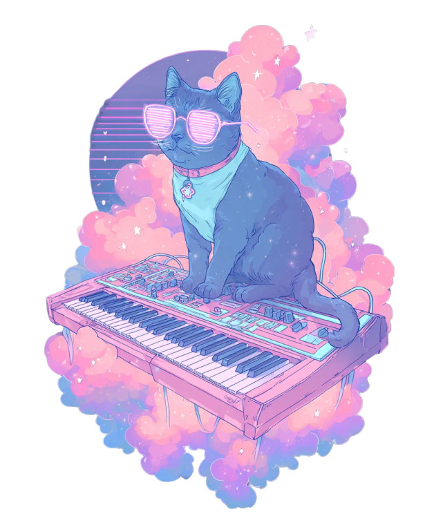 Vaporwave Cat Vinyl Car Decal Sticker – Waterproof & UV-Resistant 8.0"