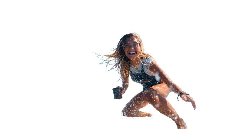 Joyful Surfer Girl Vinyl Car Decal Sticker – Waterproof & UV-Resistant 2.72"