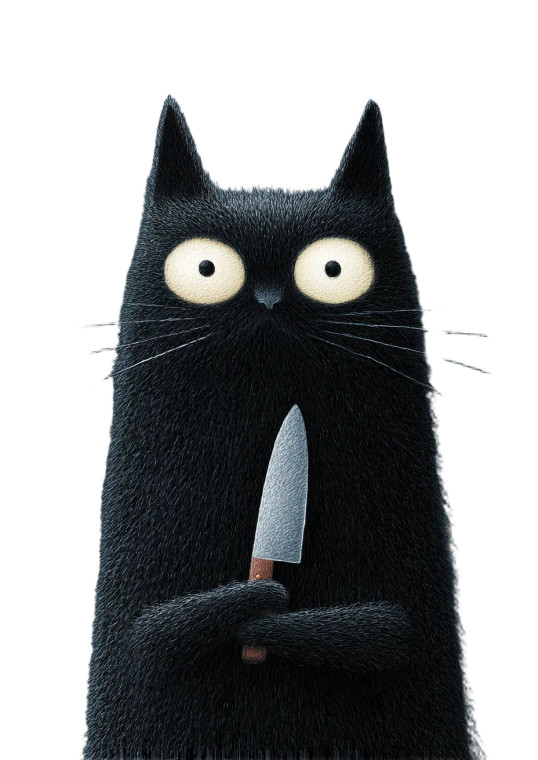 Funny Knife Cat Vinyl Car Decal Sticker – Waterproof & UV-Resistant 4.373333333333333"