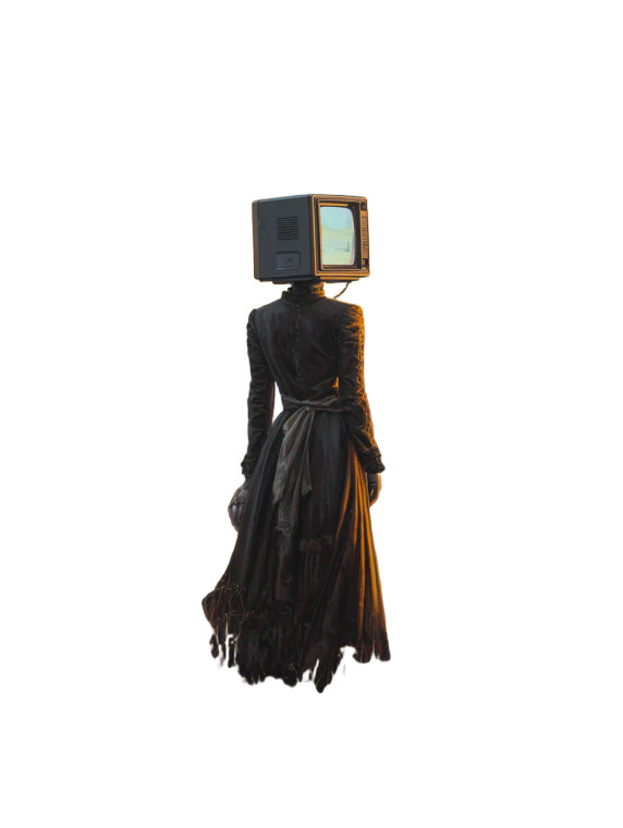 Tv-Headed Woman Vinyl Car Decal Sticker – Waterproof & UV-Resistant 4.1066666666666665"