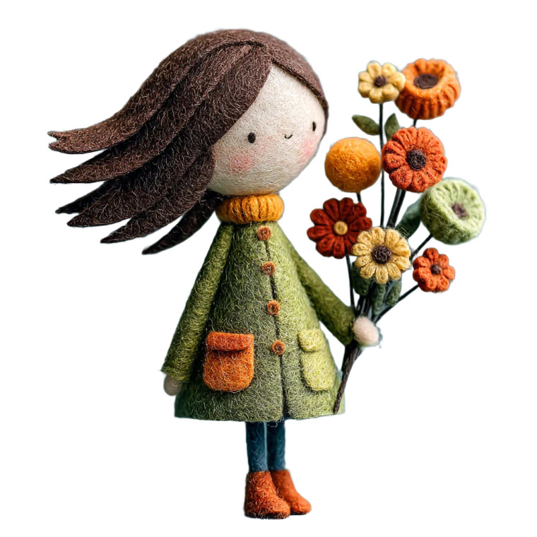 Felt Girl Flowers Vinyl Car Decal Sticker – Waterproof & UV-Resistant 3.4133333333333336"