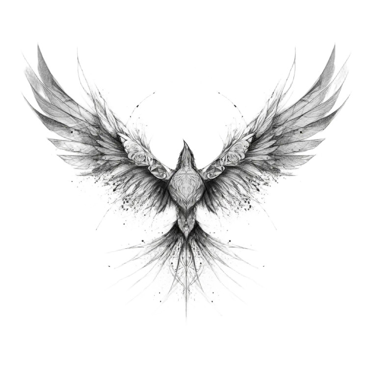 Phoenix Tattoo Sketch V2 Vinyl Car Decal Sticker – Waterproof & UV-Resistant 3.4133333333333336"
