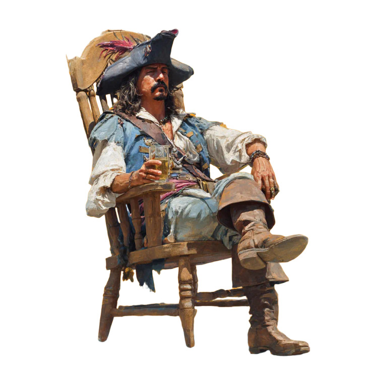Pirate Sitting Vinyl Car Decal Sticker – Waterproof & UV-Resistant 3.4133333333333336"