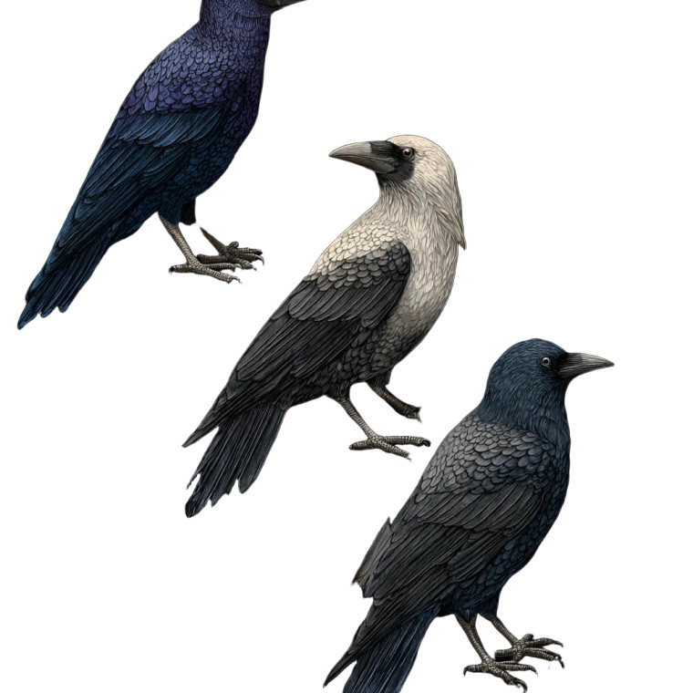 Gothic Hooded Crows Vinyl Car Decal Sticker – Waterproof & UV-Resistant 3.4133333333333336"