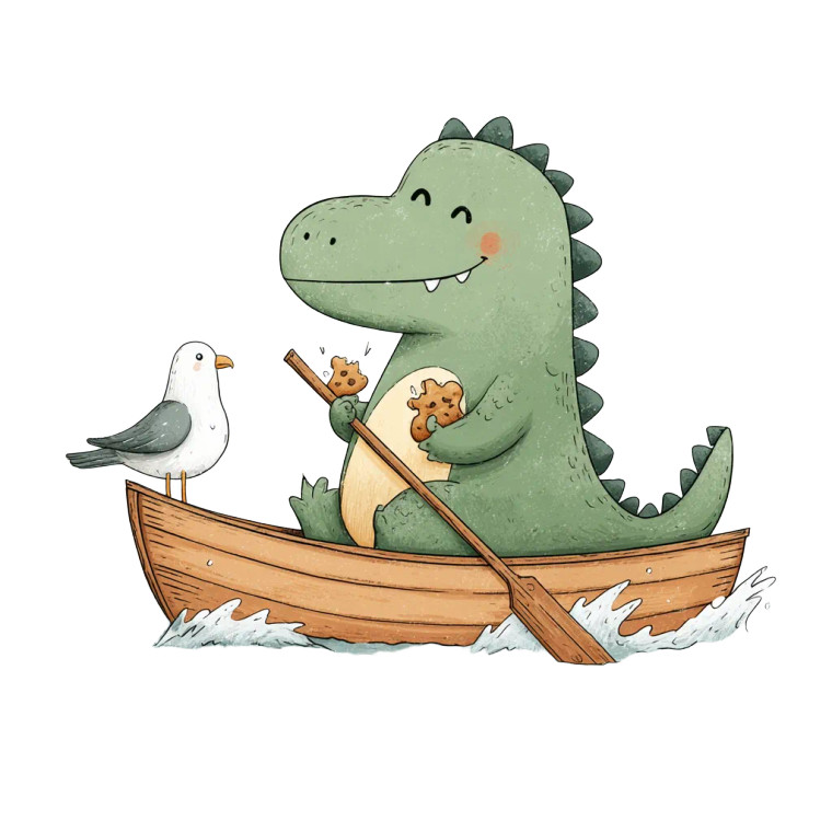 Dino In Canoe Vinyl Car Decal Sticker – Waterproof & UV-Resistant 3.4133333333333336"