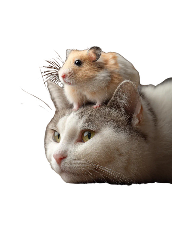 Hamster On Cat Vinyl Car Decal Sticker – Waterproof & UV-Resistant 4.1066666666666665"