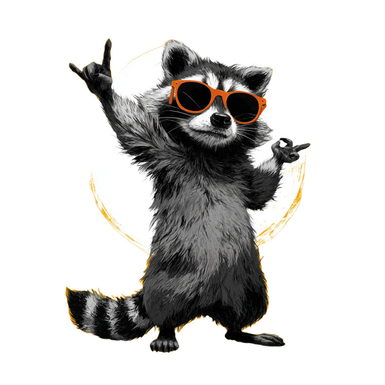 Cool Cartoon Raccoon Vinyl Car Decal Sticker – Waterproof & UV-Resistant 3.4133333333333336"