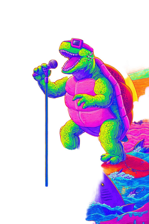 Rockstar Turtle V2 Vinyl Car Decal Sticker – Waterproof & UV-Resistant 8.96"