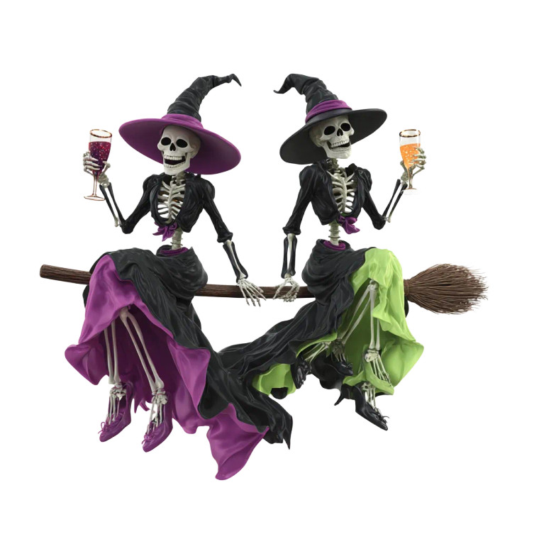 Skeletons On Brooms Vinyl Car Decal Sticker – Waterproof & UV-Resistant 6.826666666666667"