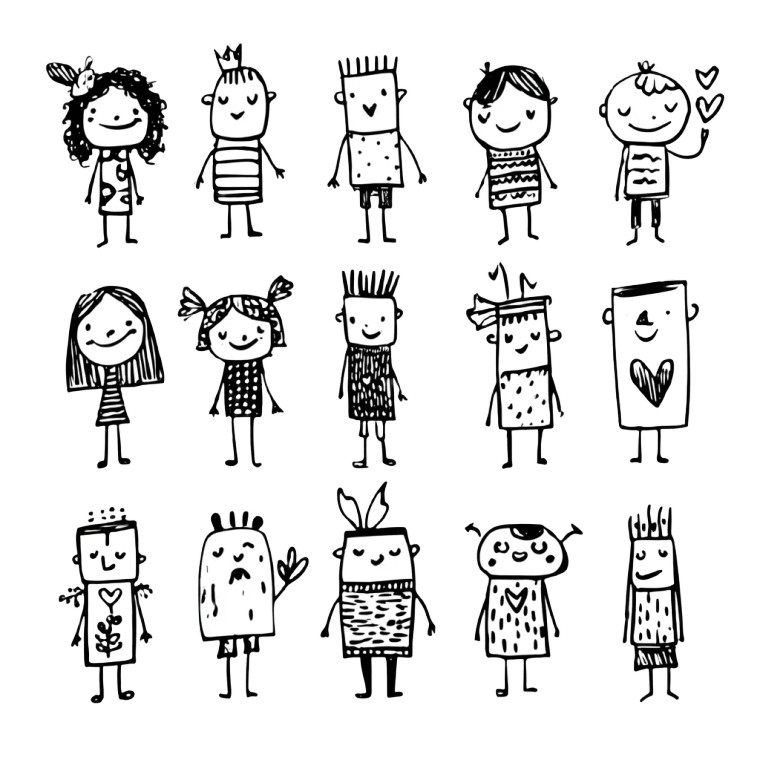 Whimsical Doodle People Vinyl Car Decal Sticker – Waterproof & UV-Resistant 3.4133333333333336"