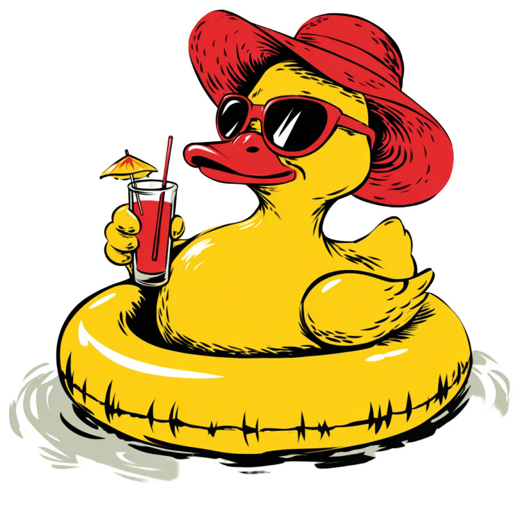 Retro Duck Floatie Vinyl Car Decal Sticker – Waterproof & UV-Resistant 3.4133333333333336"