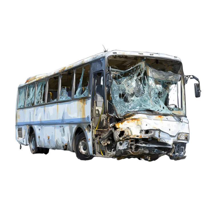 Damaged Bus Vinyl Car Decal Sticker – Waterproof & UV-Resistant 3.4133333333333336"