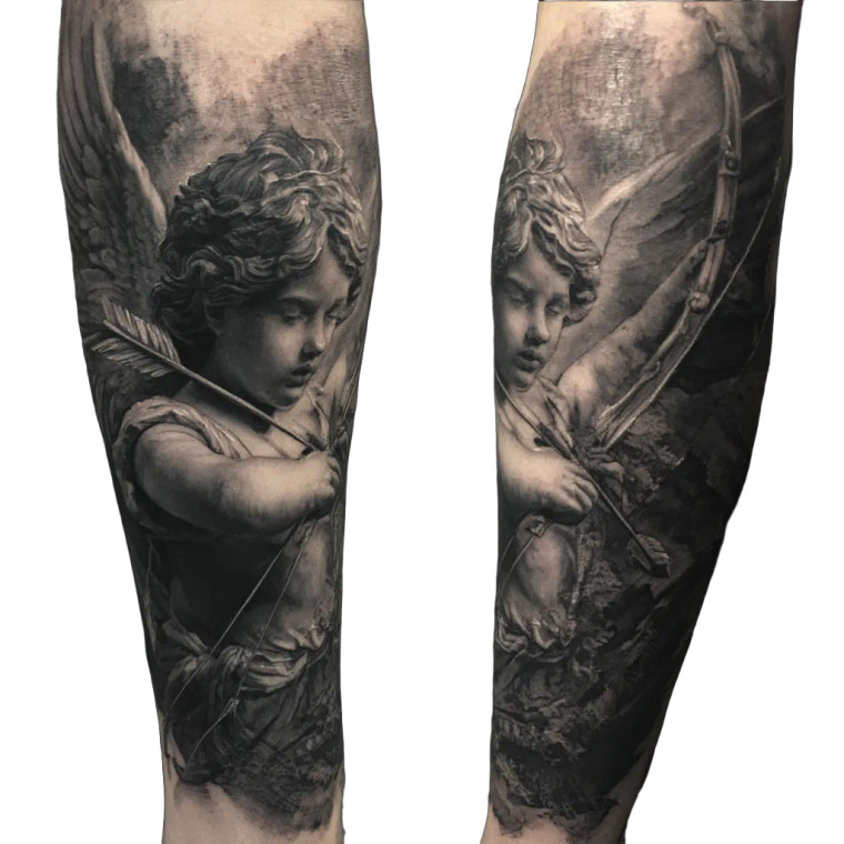 Cupid Sleeve Tattoo Vinyl Car Decal Sticker – Waterproof & UV-Resistant 3.4133333333333336"