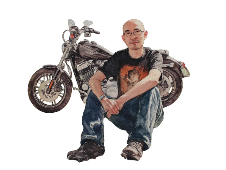 Bald Asian Biker Vinyl Car Decal Sticker – Waterproof & UV-Resistant 3.0933333333333333"