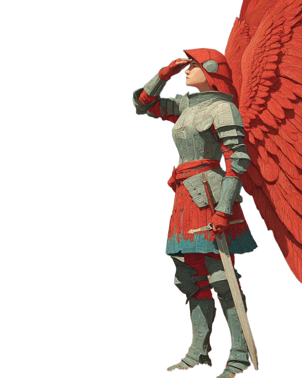 Winged Knight Salute Vinyl Car Decal Sticker – Waterproof & UV-Resistant 4.0"