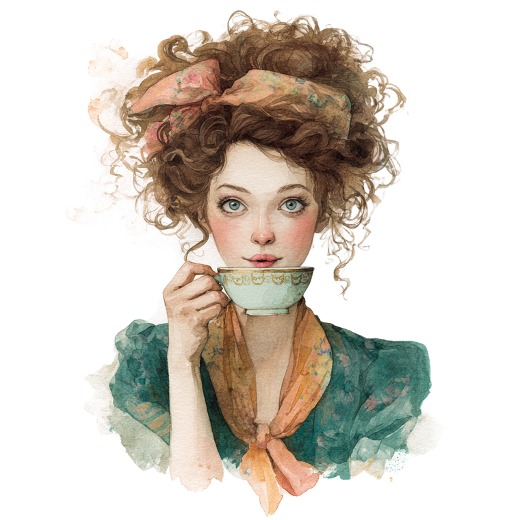 Victorian Coffee Sipper Vinyl Car Decal Sticker – Waterproof & UV-Resistant 3.4133333333333336"