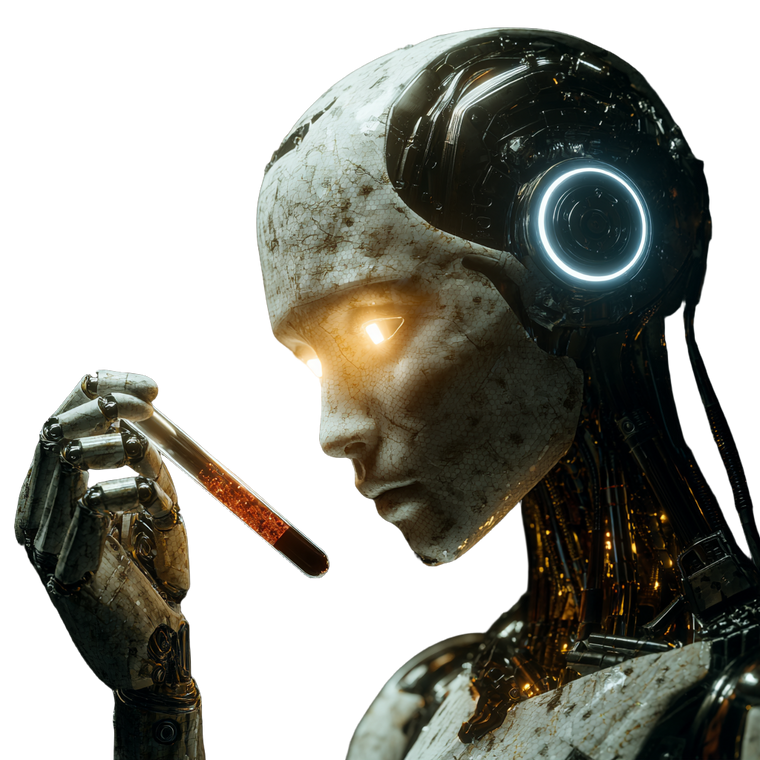 Futuristic Robot Scientist Vinyl Car Decal Sticker – Waterproof & UV-Resistant 6.826666666666667"