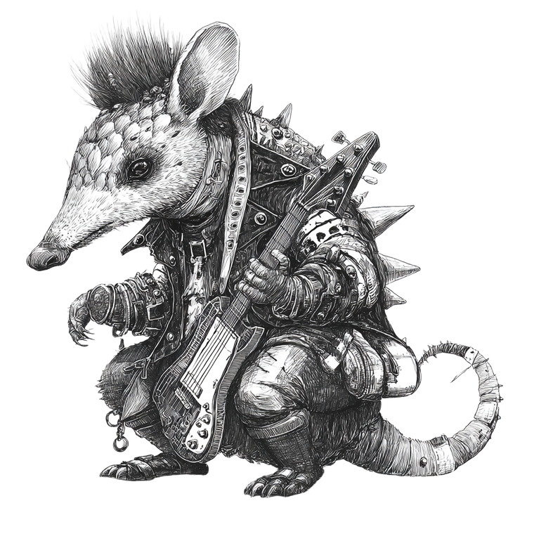 Punk Rock Armadillo Vinyl Car Decal Sticker – Waterproof & UV-Resistant 6.826666666666667"