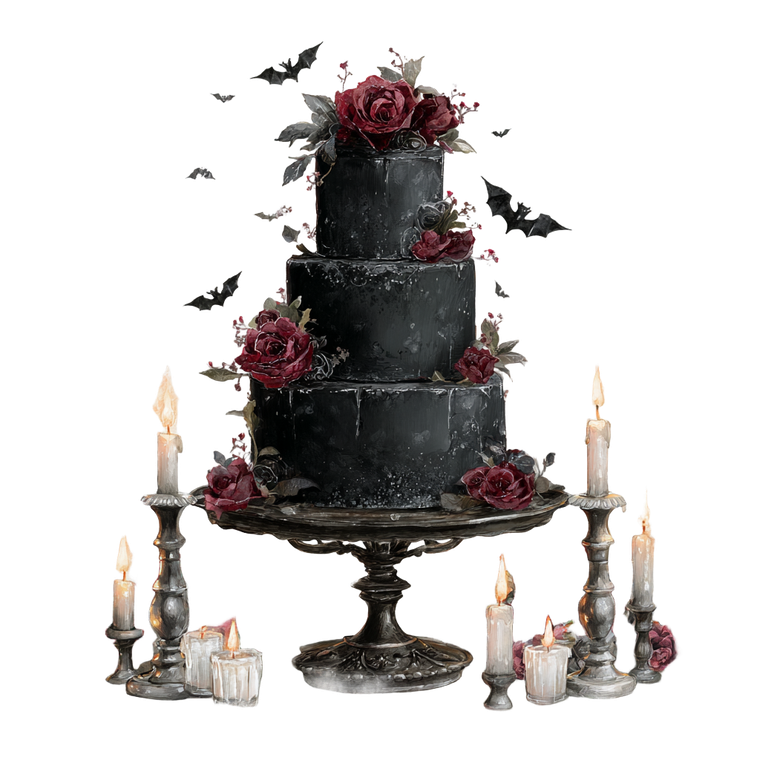Gothic Halloween Cake Vinyl Car Decal Sticker – Waterproof & UV-Resistant 3.4133333333333336"