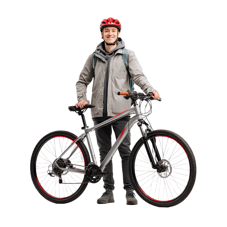 Young Cyclist Smiling Vinyl Car Decal Sticker – Waterproof & UV-Resistant 6.826666666666667"