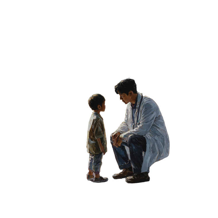 Korean Doctor And Child Vinyl Car Decal Sticker – Waterproof & UV-Resistant 3.4133333333333336"